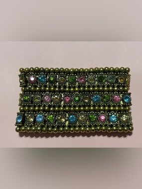 ๐๏ธ Big Crystal Multi Color Bracelet Boho Bohemian Stretchy Retro#9240